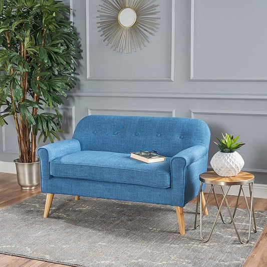 Christopher Knight Home Mariah Mid Century Loveseat, Muted Blue