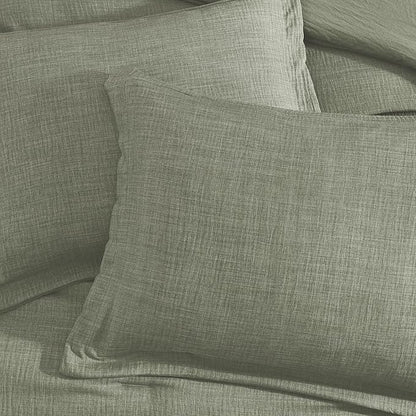 Geniospin King Size Comforter Set- 7 Piece Sage Green Textured King Bedding Set, Soft Solid Bed in a Bag for All Season, King Comforter Set with Sheets(Sage Green,102''x90'')
