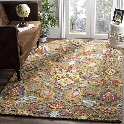 SAFAVIEH Blossom Collection 6' x 9' Green/Multi BLM402B Handmade Premium Wool Area Rug