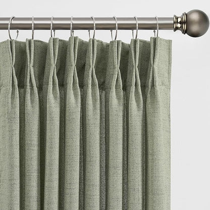 102 Inch Long Curtains Pinch Pleat, Back Tab Sheer Pleated Curtains for Bedroom Dining Room,102 Length 2 Panel Set,Sage Green Color 42 Inches Wide