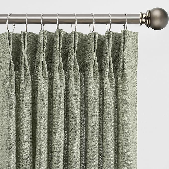 Extra Long 120 Inch Curtains for Large Window,Back Tab Pleated Drapes Pretty Linen Sheer Tall Curtains for Living Room Dining Office 2 Panel Set Organic Modern Elegant Decor,42 Wide 10 FT,Sage Green