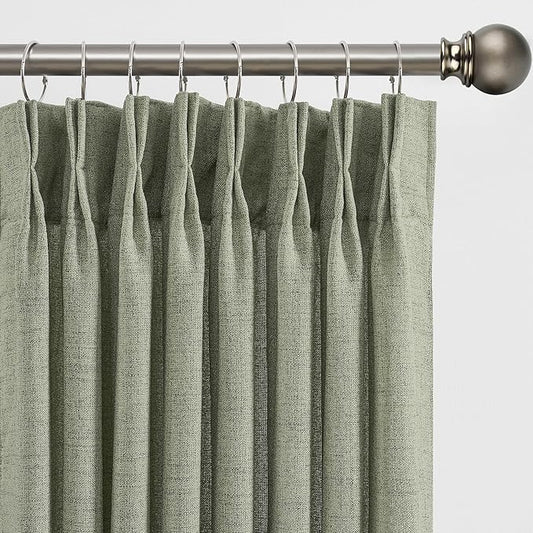 RAIN CITY 96 Inch Long Curtains Pinch Pleat, Back Tab Track System Sheer Pleated Curtains for Bedroom Village Dining Room,Country Farmhouse 96 Length 2 Panel Set,Sage Green Color 42 Inches Wide