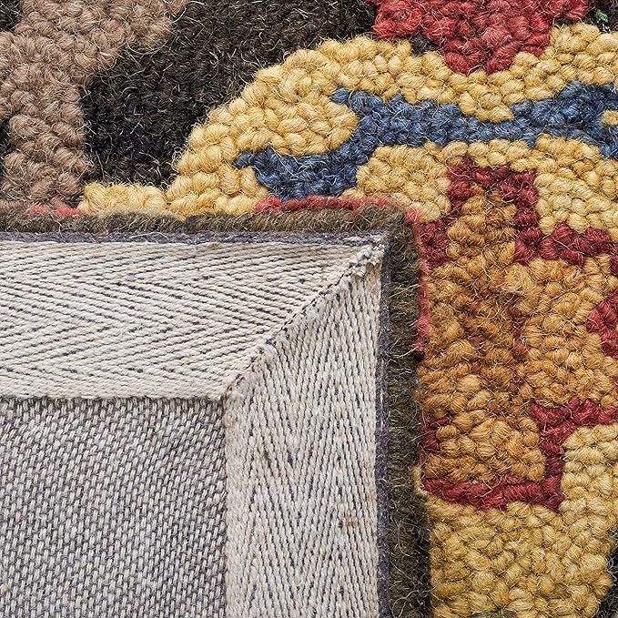 SAFAVIEH Blossom Collection Area Rug - 10' x 14', Charcoal & Multi, Handmade Wool, Ideal for High Traffic Areas in Living Room, Bedroom (BLM402H)