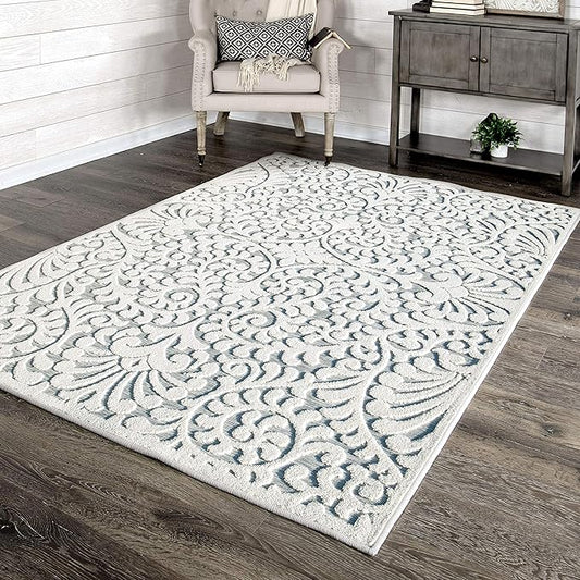 My Texas House Bluebonnets Area Rug 7.9x10.10 Indoor Outdoor, Natural Blue