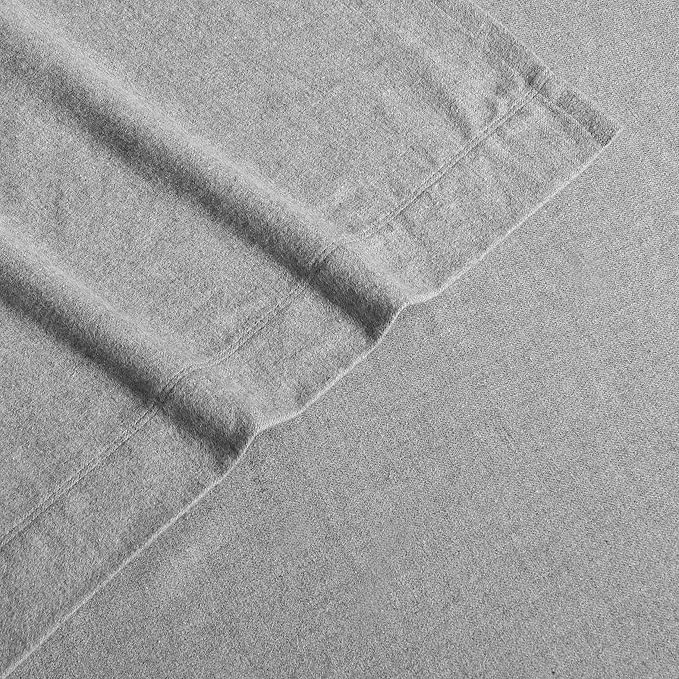 Calvin Klein - Queen Bed Sheets, Soft Melange Flannel Bedding Set with Deep Pockets, Oeko-TEX Certified (Melange Flannel Silver Grey, Queen)