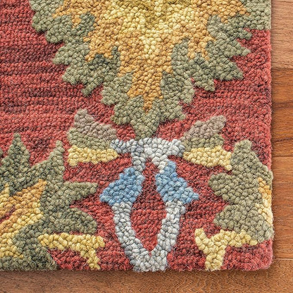 SAFAVIEH Blossom Collection Runner Rug - 2'3" x 14', Red & Multi, Handmade French Country Floral Wool, Ideal for High Traffic Areas in Living Room, Bedroom (BLM402Q)