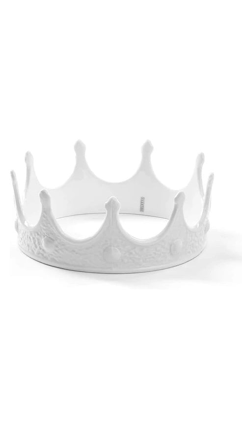 Seletti Memorabilia Porcelain My Crown Decorative Object ø cm.18,5 h. 7,5, Stone, White, 18.5x18.5x7.5 cm
