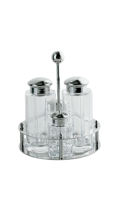 Alessi Oil, Vinegar, Salt, Pepper Shaker Set, Silver