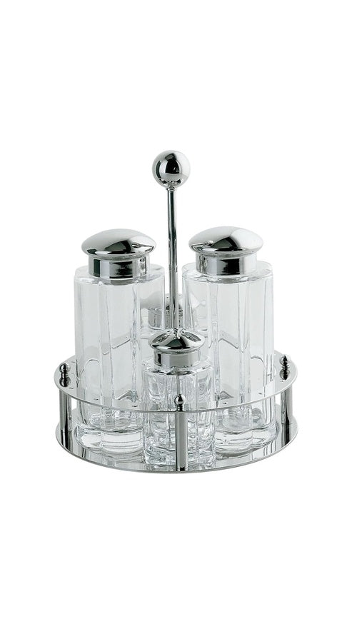 Alessi Oil, Vinegar, Salt, Pepper Shaker Set, Silver