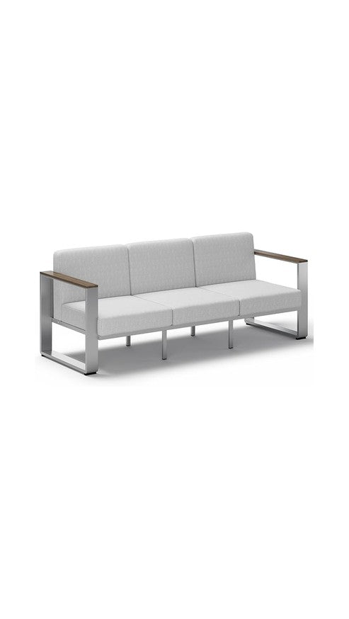 Aluminum Outdoor Patio Furniture, 1 Piece 3-Seat Chair, All-Weather Metal Modern Outdoor Chair for Deck, Porch (LightGray)