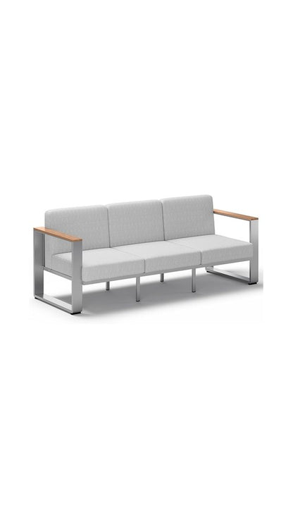 Aluminum Outdoor Patio Furniture,1 Piece 3-Seat Outdoor Seating, All-Weather Outside Chair for Deck, Porch (Teak-Gray)