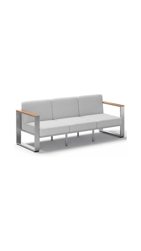 Aluminum Outdoor Patio Furniture,1 Piece 3-Seat Outdoor Seating, All-Weather Outside Chair for Deck, Porch (Teak-Gray)