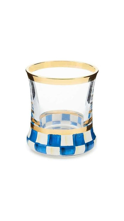 MACKENZIE-CHILDS Shot Glass, Cute Shot Glass for Drinking or Decor, 2 Ounces, Blue-and-White Royal Check