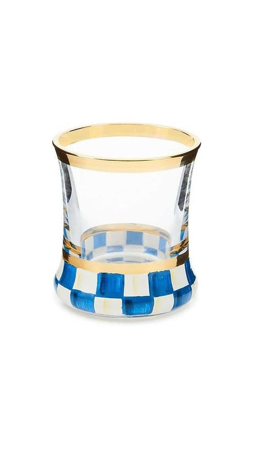 MACKENZIE-CHILDS Shot Glass, Cute Shot Glass for Drinking or Decor, 2 Ounces, Blue-and-White Royal Check