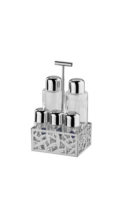 Alessi Pcs Cactus 5 Piece Condiment Set, Silver